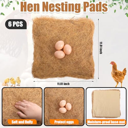 2 in 1 Solar Chicken Coop Light with Timer 6 Pcs Nesting Pads, Hanging Ceiling Pendant Heating Light for Poultry Farms Rechargeable Waterproof Solar Shed Lights for Bullpen Pig Yard Patio