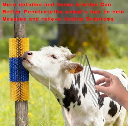 Livestock Scratching Brush 2/4PCS – Horse Scratching Post, Goat & Cow Grooming Scratcher, 17.13" x 7.48" Cattle Goat Horse Scratch Brush with 8 Screws for Back Itch Relief & Cleaning - size: 2pack