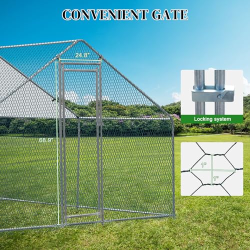 Outvita Chicken Coop, 10×10 FT Large Metal Chicken House, Poultry Habitat Cage with Waterproof Cover, Walk-in Chicken Run Pen for Small Animals, Yard, Farm, Patio - color: Silver, size: 120.0"L x 120.0"W x 78.0"H