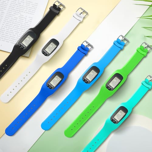Geyoga Pedometer for Walking Steps and Miles Pedometer Watch Silicone Steps Tracker Running Bracelet Ankle Step Counter for Calorie Burning and Step Counting - color: Cool Neutral Multi