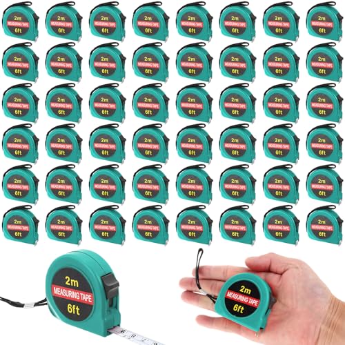 Copkim 50 Pcs 6 FT Mini Tape Measure Retractable Bulk Small Measuring Tape Pocket Size Measurement Tool for Operation Christmas Items Party Favor Gifts Stuffers for Men(Water Green) - color: Water Green