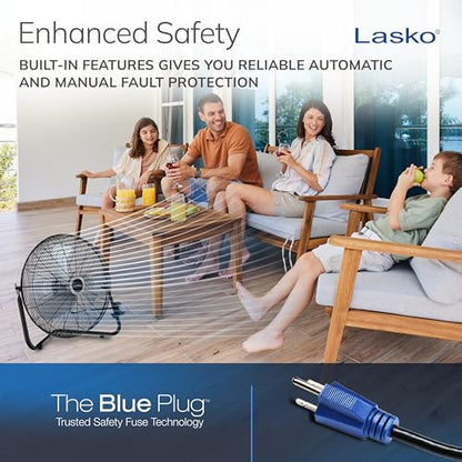 Lasko 20" Black High Velocity Wall Mount Fan with Pivoting Head - 3 Speeds, Ideal Wall Mount Fan or Floor Fans for Home, Garage, Attic, 2264QM - color: Black Silver