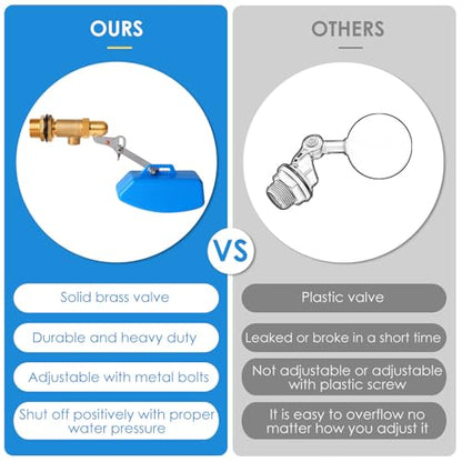 Brass Float Valve 3/4 Inch, Livestock Water Tank Float Valve Switch Brass Float Ball Valve Shut Off Pool Auto Fill Valve for Automatic Waterer - style: 3/4" Blue