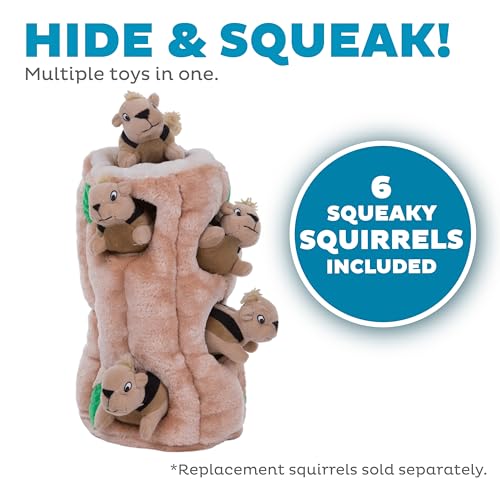 Outward Hound Hide-A-Squirrel Dog Toy – Interactive 2‑in‑1 Plush Puzzle with 6 Squeaky Removable Squirrels, X-Large - color: Squirrel Xlarge