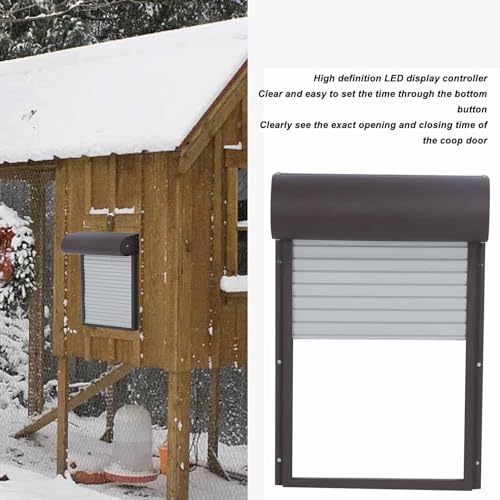 Automatic Chicken Coop Door Opener, Battery Powered Metal Poultry Pet Door with Timer, LED Display Auto Coop Doors for Duck Goose