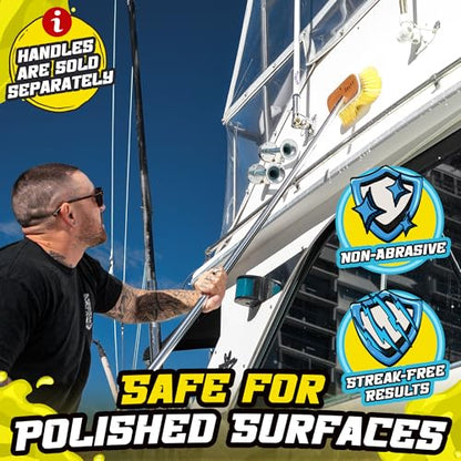 Salty Captain Soft Bristle Boat Deck Brush – Gentle Cleaning for Fiberglass, Glass & Polished Surfaces – Durable Marine-Grade Design - style: Brush Soft (Pole not included)
