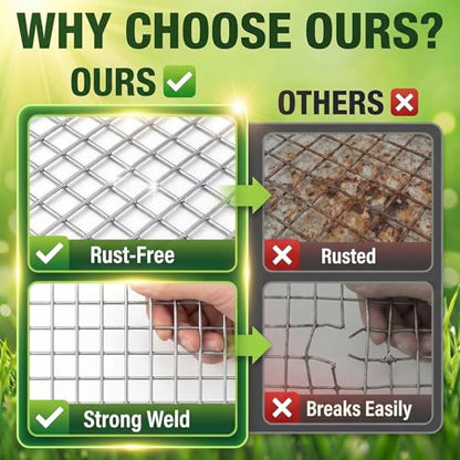 48'' x 100' Hardware Cloth 1/2 inch 19 Gauge - Hot-dip Galvanized After Welding, Chicken Coop Wire Fence Wire Mesh Screen, Rabbit/Snake Fences, Netting Wire Cloth Galvanized Wire Mesh Roll - size: 1/2 inch 48in x 100ft-Silver