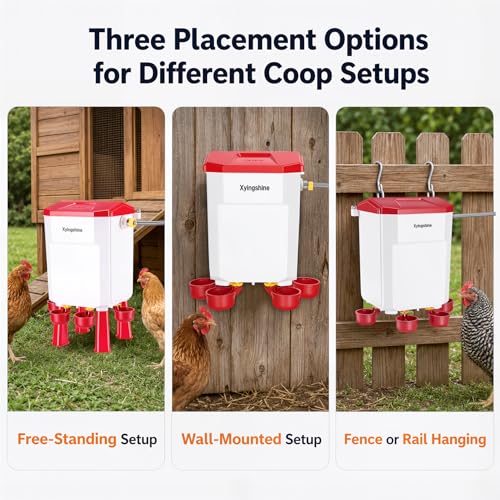 Automatic Chicken Waterer, 2 Gallon Float Poultry Drinker for Continuous Fresh Water, Standalone or Hanging Coop Drinker with 60" Hose & Cleaning Kit for Chickens, Ducks, Quail & Turkeys