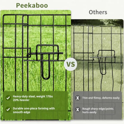 Peekaboo Dog Playpen 24 Inch, 8 Panel Metal Pet Fence with Bottom Pad | Playpen + printing pad，8 Panel Foldable Pet Playpen,Climate Pledge Friendly Choice - style: Playpen + printing pad