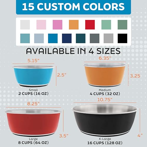 Master Pet Supply Stainless Steel Dog Bowls Set of 2 (32 Oz Each) with Non-Slip Rubber Base - Pistachio - Basic Dog Food Bowl Water & Food Bowls for Small Medium Large Dogs & Cats, Metal Dish - color: Pistachio, size: 4 Cups (32 oz) 2 Pack