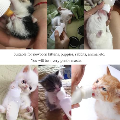 OMEM Pet Nursing Bottle, Nursing Bottle Kits, Replacement Nipple Cat Feeding Bottle for Newborn Kittens, Puppies, Rabbits, Small Animals