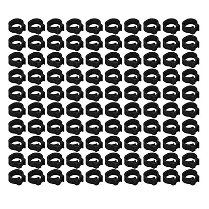 Omabeta 100PCS Reusable 8mm Pigeons Identification Leg Rings for Easy Dovecot Management and Marking, Lightweight Plastic Bands for Poultry Supplies (Black) - color: Black