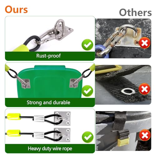 Universal Raccoon Trash Can Lid Lock - Small Animals Outdoor Trash Can Lid Lock with Two Steel Wire Rope,Also Works for Bear,Rat,Wind and Other Wildlife (1)