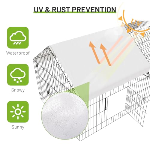 NUGRIART Metal Chicken Coop 130"×40"×40" Chicken Run with Waterproof Cover Portable Poultry Cage Walk in Hen House Outdoor Backyard Farm Animal Enclosure Crate Pet Playpen Exercise Pen for Rabbit Duck - size: 130.0"L x 40.0"W x 40.0"H