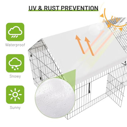 NUGRIART Metal Chicken Coop 130"×40"×40" Chicken Run with Waterproof Cover Portable Poultry Cage Walk in Hen House Outdoor Backyard Farm Animal Enclosure Crate Pet Playpen Exercise Pen for Rabbit Duck - size: 130.0"L x 40.0"W x 40.0"H