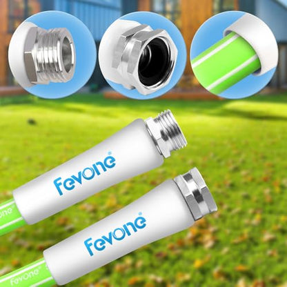 FEVONE 3 ft Leader Hose for Hose Reel | Flexible Hybrid Polymer, Kink Free, Heavy Duty Water Hose, 5/8 ID, 600 PSI, Leak-Proof, Aluminum 3/4 GHT Fittings - color: Green, size: 3FT