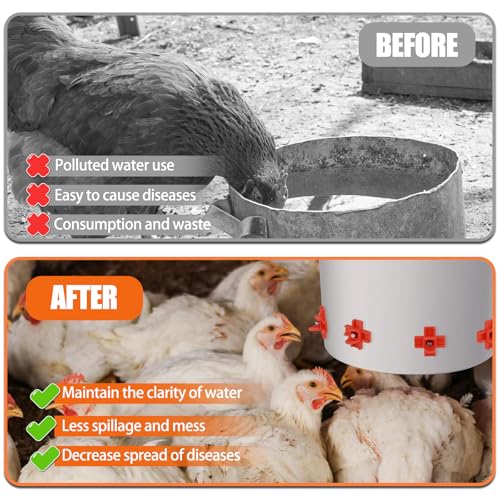 15 Pack Horizontal Chicken Waterer Nipples,Leakproof Chicken Nipple Water for Poultry Coop, Durable ABS Plastic & Stainless Steel, Water Saving Design,with Drill Bits