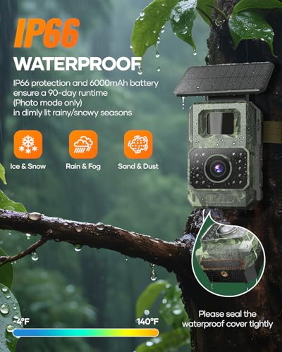 Assark Trail Camera 64MP 4K with Fixed Solar Panel, 6000mAh Game Camera with Night Vision Motion Activated Waterproof IP66 for Wildlife Deer Critter, Outdoor WiFi Trail Cam, 32GB SD Card Included - color: Camouflage