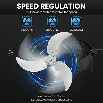Simple Deluxe 20 Inch High Velocity Wall Mount Fan with Rack, 3 Speed Industrial/Commercial Metal Ventilation Fan,2 Pack - size: 20 Inch, style: 2 Pack