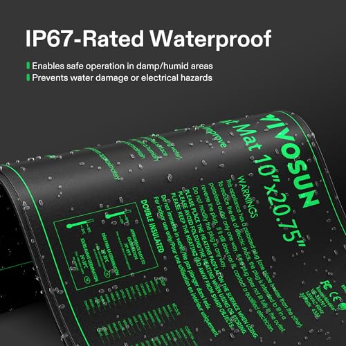VIVOSUN Durable Waterproof Seedling Heat Mat 10" x 20.75" UL & MET-Certified Warm Hydroponic Heating Pad for Germination, Indoor Gardening, Greenhouse - size: 10"x20.75"