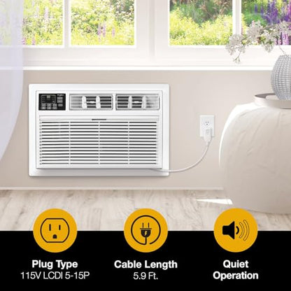 Whirlpool 12,000 BTU Through the Wall Air Conditioner, 115V, Cools up to 550 Sq. Ft for Living Room, Bedroom, Kitchen, Apartment, with Dehumidifier, Remote Control, Digital Display, 24H Timer, White - size: 12,000 BTU