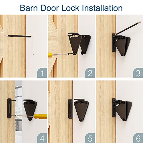 WINSOON Barn Door Lock Hardware Black Steel Sliding Privacy Latch for Closet Shed Pocket Doors Wood Gates - Black - color: Black