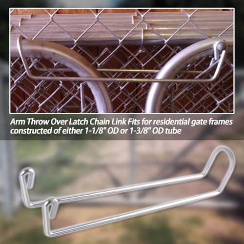 Over Throw Wire Arm Top Gate Latch Chain Link - Double Driveway Drive Chainlink,Wire Arm Throw Over Latch Link Fit for Residential gate Frames Constructed of Either 1-1/8" OD or 1-3/8" OD Tube