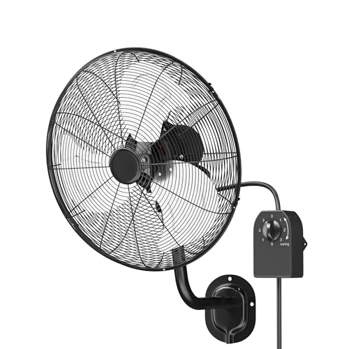 MEPTY 18" Wall Mount Fan, Heavy Duty Industrial Wall Fan, High Velocity Oscillating Fans with 3 Speeds for Patio, Shop, Greenhouse, Garage, Commercial, Household use - size: 18inch