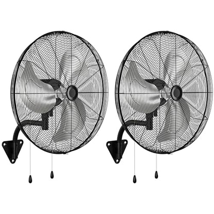 Tehanld 2PC Industrial Wall Fan 30 Inch - 7800 CFM High Velocity Airflow, Heavy Duty Metal Wall Mounted Fan with Dual Pull Chains & 90° Oscillation, 3-Speed Commercial Fan for Warehouse & Barn - size: 30 INCH - 2PC