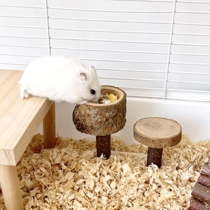 Apple Wood Feeding Bowl for Small Animals, Food Dish for Guinea Pig, Chinchilla Parrots - color: Stair Bowl