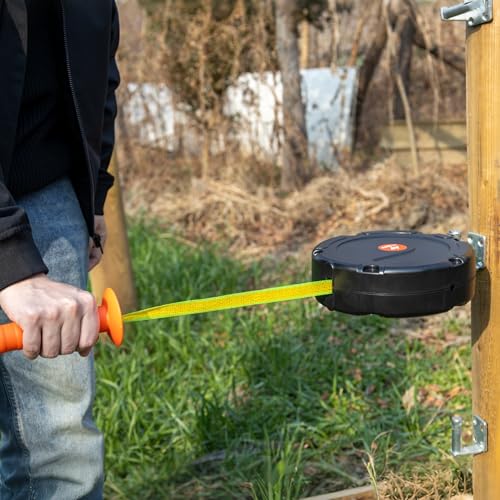 Electric Fence Gate Handle, Retractable Electric Fence Door Handle Built in 20mm Electric Fence Poly Tapes, Length 18m, Gate Connector | Retractable Electric Fence Door Handle Length 18m, Gate Connector - size: Tape Gate Handle - 18M