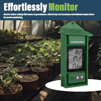 Digital Max Min Thermometer - Monitor Max and Min Temperatures with This Handy Greenhouse Thermometer Garden Accessories Easily Wall Mounted Maximum Minimum