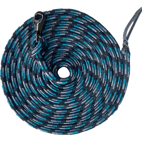 Kensington Ballistic Nylon Clinician Training Lead - 15" ft Training Lead - Tear-Resistant, with Metal Hardware to Keep Lead Fastened - Heavy Duty Braided Lead with Quick Swivel Snap - color: Atlantis Lead w/Black Snap, size: 25'