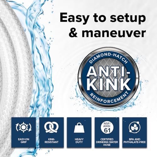 Camco TastePURE 50-Ft Water Hose - RV Drinking Water Hose Contains No Lead, No BPA & No Phthalate - Features Reinforced Design & Crafted of PVC - 1/2”, Made in the USA (22753)| (Pack of 3) - size: 50-Foot (Pack of 3), style: 1/2-Inch ID