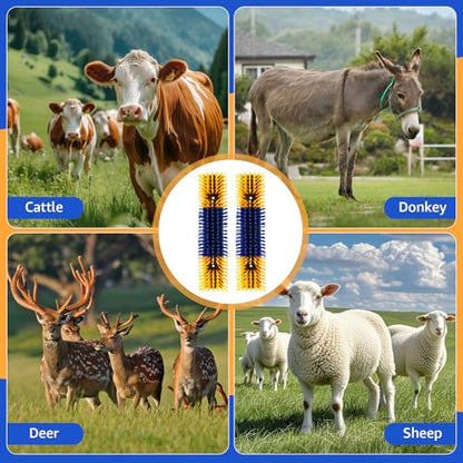 2Pcs Livestock Scratching Brush for Cow, Horse, Goat & Sheep - PBT High Elastic Bristles Design, Animal Grooming & Itch Relief Brush for Barn Entrance, Fence Corner & Feeding Area - size: Small