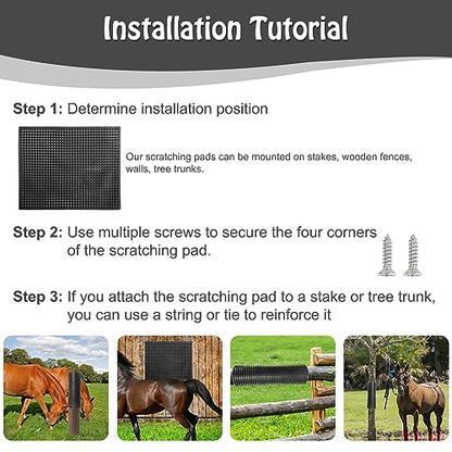 2 Pack Large Livestock Scratching Brush Horse Scratching Post Pad, Horse Cow Scratching Post for Grooming, 21.65" x19.68" Horse Scratcher Brush for Cattle Horse Cow Dogs Pigs - size: Large