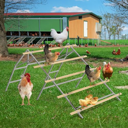 Chicken Perch Roosting Bars, Chicken Perch for Coop, Roosting Bars for Chickens Coop, Chicken Perch Ladder, DIY with Your Own Wooden Boards, Silver