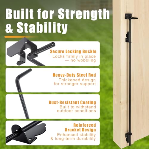 36" Gate Drop Rod for Double Gate,Heavy Duty Cane Bolt Drop Rod Hardware Ground Latch for Wooden Fences,Rust-Resistant Galvanized Steel Chain Link Fence Gate Latch - size: 36" (2 PACK)