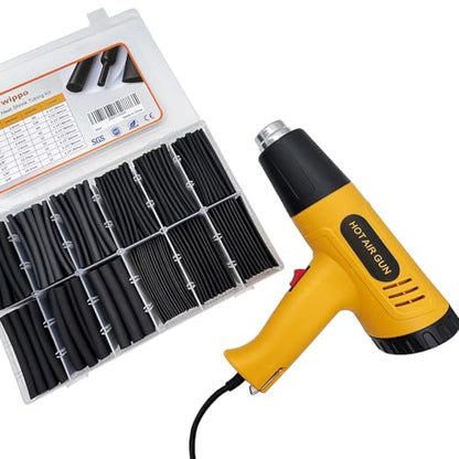 355pcs Heat Shrink Tubing Kit with 1000W Heat Gun - 3:1 Shrink- Electrical Waterproof Industrial Heat Shrink Tubing Terminals- Marine Grade Wire Connector Shrink Wrap Tube - 3.15" Length - size: 355pcs with Heat Gun