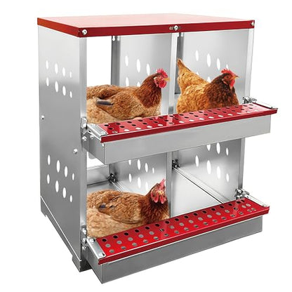 XINYI Chicken Nesting Boxes for Laying Eggs,Metal Coop for 4 Chickens,Roll Away Nesting Boxes,Easy Egg Collection,Brooder Box for Rabbit,Squirrel,Parakeet,Owl,Cockatiel,Robin - size: 4 Compartments