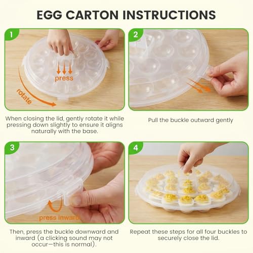 HANSGO Deviled Egg Containers with Lid, Portable Deviled Egg Platter Carrier Holder Trays with 22 Slots for Holiday Party and Home Kitchen, Clear - color: Transparent
