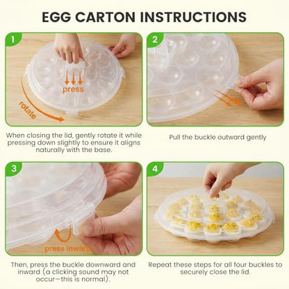 HANSGO Deviled Egg Containers with Lid, Portable Deviled Egg Platter Carrier Holder Trays with 22 Slots for Holiday Party and Home Kitchen, Clear - color: Transparent