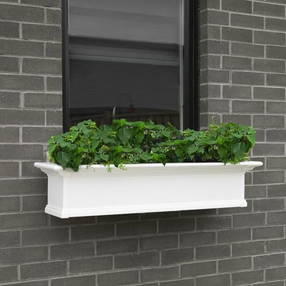 Mayne Yorkshire 5ft Window Box - White - 60in L x 12in W x 10in H - with 1.25 Gallon Built-in Water Reservoir (4825-W) - size: 5-Foot