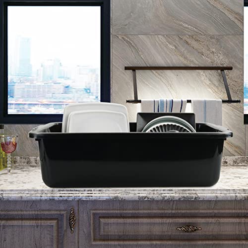 Cand 4 Pack 32 L Commercial Bus Tubs, Large Rectangle Dish Tub, Restaurant Bus Pans, Black