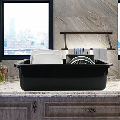 Cand 4 Pack 32 L Commercial Bus Tubs, Large Rectangle Dish Tub, Restaurant Bus Pans, Black