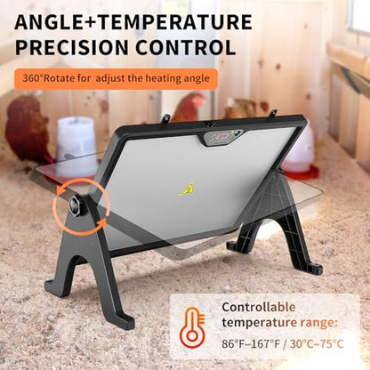 Chicken Coop Heater, 360° Rotatable Dual-Side Chick Heating Plate with Precise Temp Control, Brooder Warmer for Poultry, Pets, Home Breeders, Fits Chicken Coops & Pet Incubators