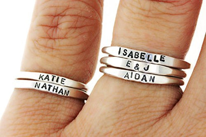 By Hannah Design Teeny Tiny Stacking Sterling Silver Ring Personalized Ring