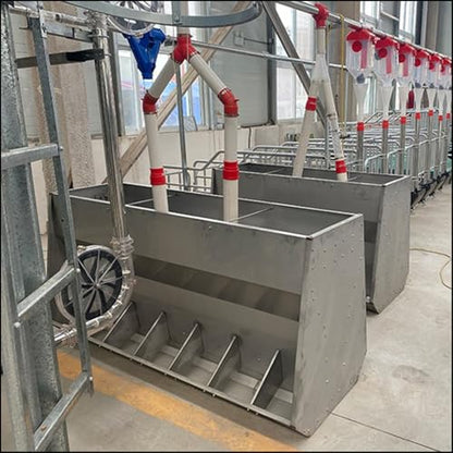 23in 27in 35in 46in Pig Feeder, 6-Door Heavy Duty Stainless Steel Hog Feeder, Outdoor Livestock Feeder Farm Accessory Self Feeder with Visable Feed Design Feeding Up to 20 Hogs,Silver,90cm - size: 90cm