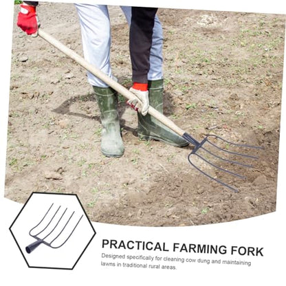 Yardwe Durable Agricultural Fork Multi Functional Manure Fork for Farm Lawn Heavy Duty Handheld Tool for Clearing Grass Maintenance Resistant Design