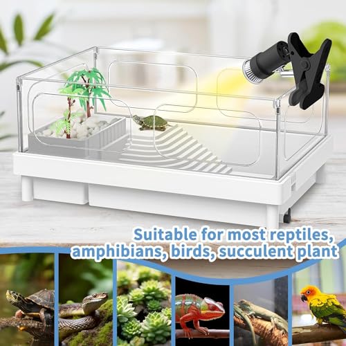Moonorange Reptile Heat Lamp, Rotatable Timing & Dimming UVA/UVB Light with 2pcs Basking Bulbs (25W + 35W), Suitable for Turtle, Lizard, Bearded Dragon, Snake, Reptiles (Black) - color: B Lamp Kit (Black)